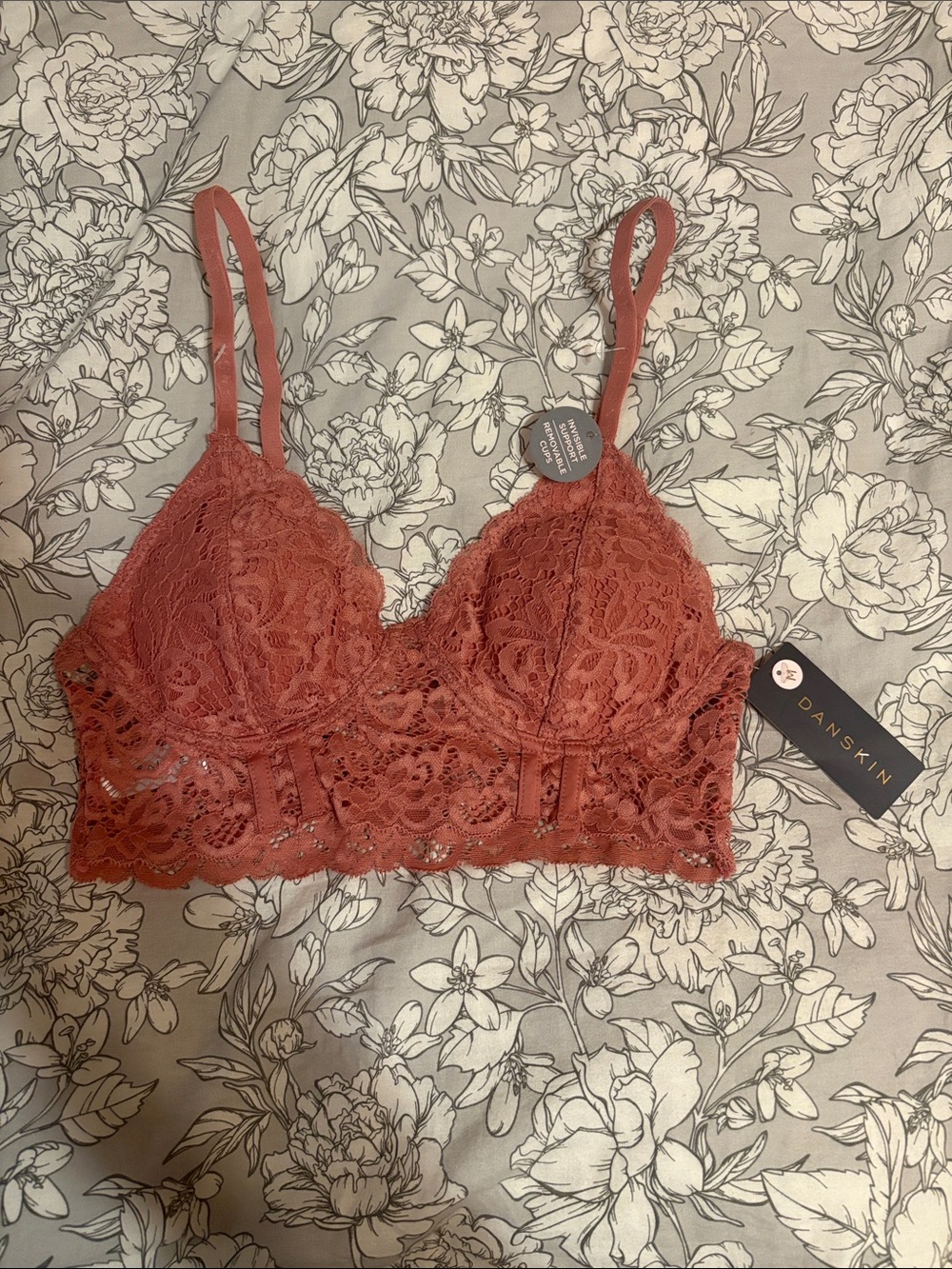 Danskin Lace Bralette in Rust